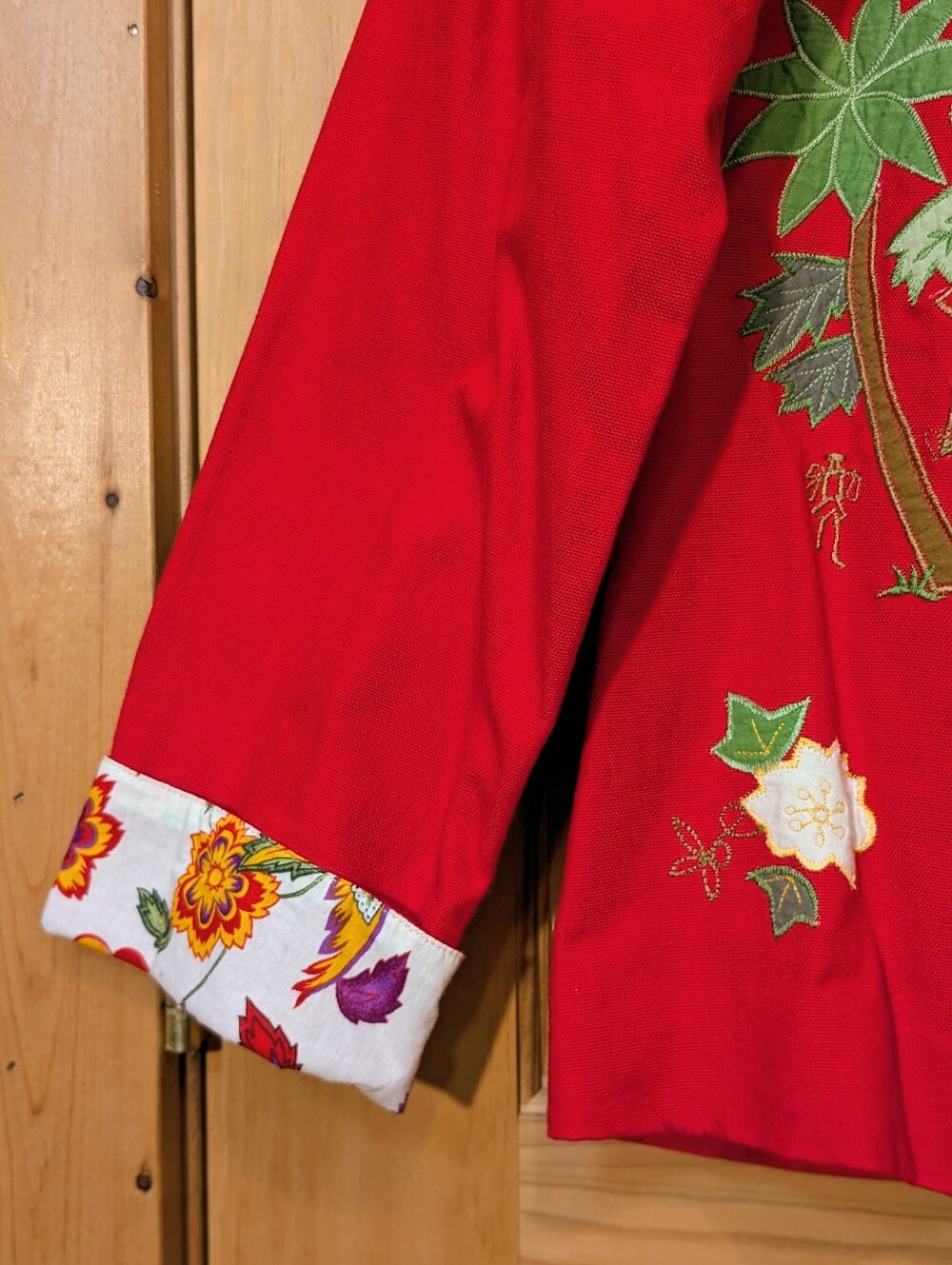 NWT Hearts Of Palm Blazer Jacket Embroidered Tropical Floral Red Sz 14 Beach VTG - Picture 11 of 14